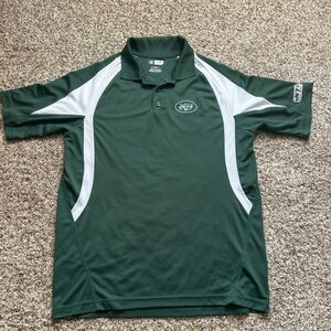 Jets NFL Team Apparel Men’s Dark Green Short Sleeve Polo Golf Shirt Size Large